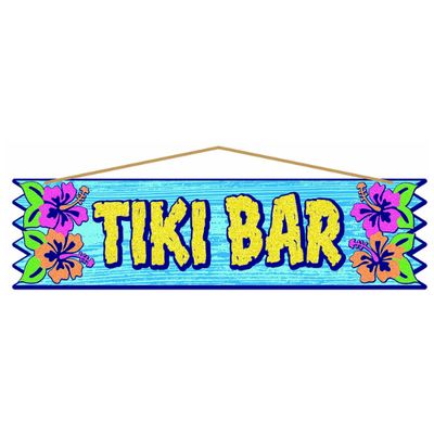 Tiki Bar Glitter Plaque – 15" x 4"