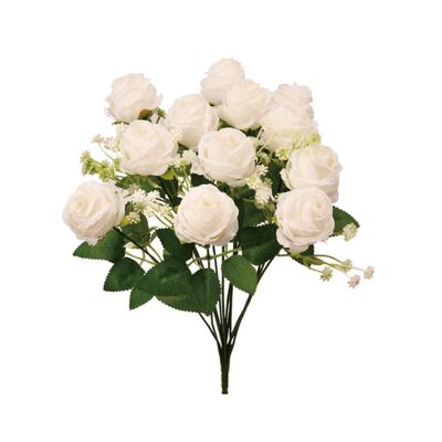 12 Head Flower Bouquet with Leaves &amp; Baby's Breath
