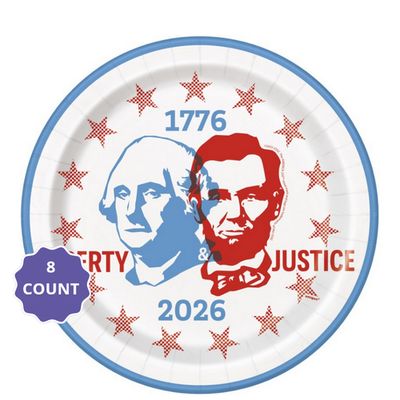 America 250th Round Dinner Plates – 9" (8 Count)