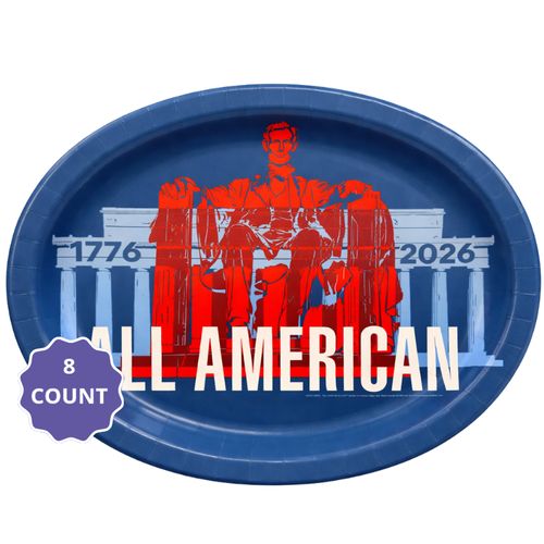 America 250th Oval Plates – 12" (8 Count)