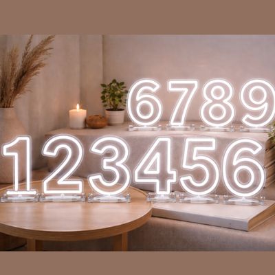 24″ Tall LED Number Neon Sign – White (Stand-Up)