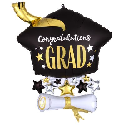 Satin Infused Graduation Cap &amp; Diploma Super Shape Balloon – 25"
