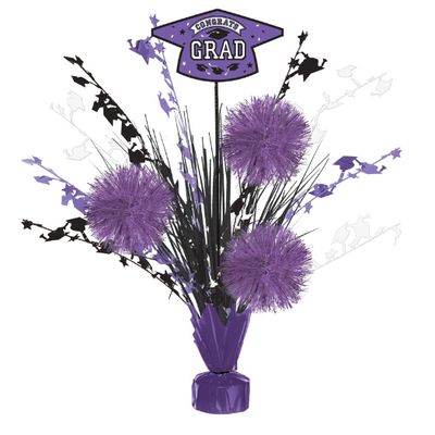 Grad Tinsel Burst Centerpiece – Purple (18")