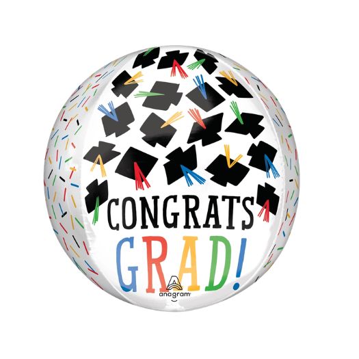 “Hats Off Congrats Grad” Orbz Balloon