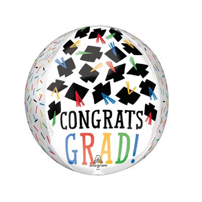 “Hats Off Congrats Grad” Orbz Balloon