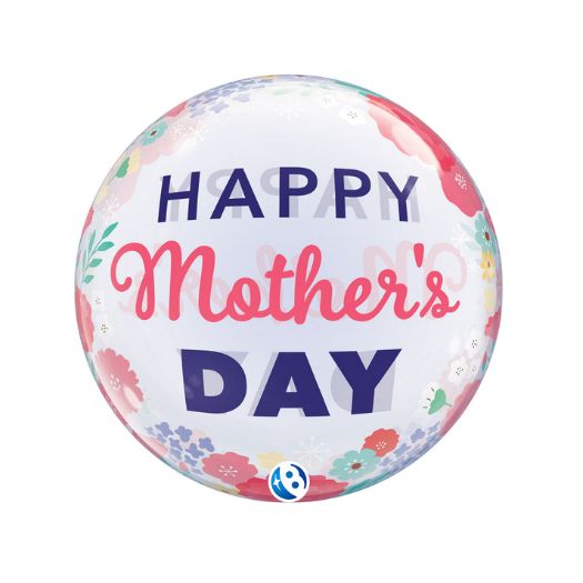 22" Happy Mother’s Day Floral Pastel Bubble Balloon