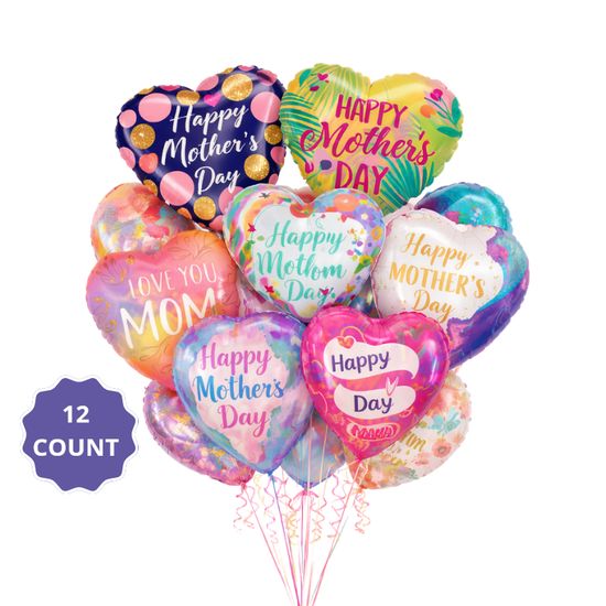Mother’s Day Balloon Bundle – 18" Foil Balloons – 12 Count