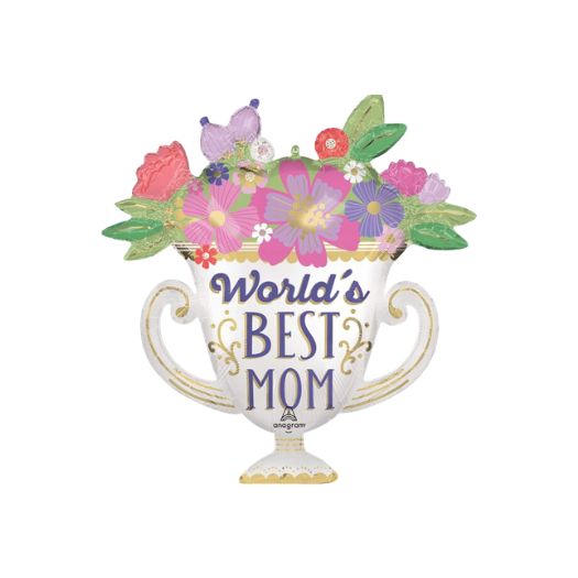 Mother’s Day Gift Balloon – World’s Best Mom Trophy – 30"