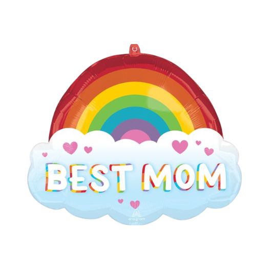 25" Best Mom Brilliant Rainbow Balloon