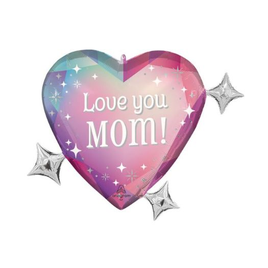 Mother’s Day Gift Balloon – Love You Mom Radiant Gems – 28"