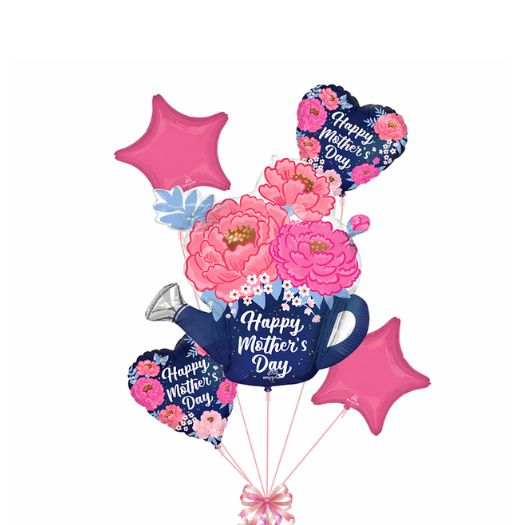 Satin Happy Mother’s Day Peony Garden Balloon Bouquet, 5-Piece Set