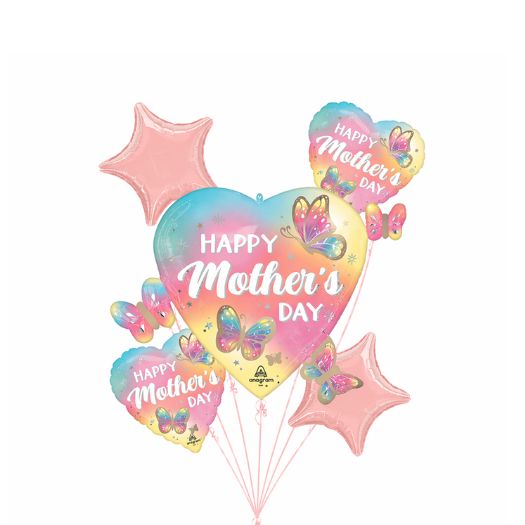Satin Happy Mother’s Day Fluttering Dreams Balloon Bouquet, 5-Piece Set