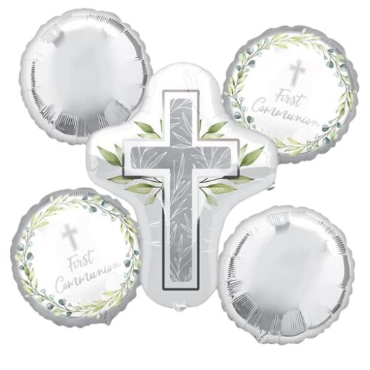 First Communion Cross Balloon Bouquet – 5 Piece