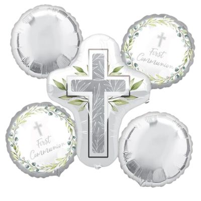 First Communion Cross Balloon Bouquet – 5 Piece