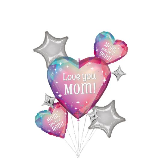 Radiant Gems Mom You’re a Gem Balloon Bouquet, 5-Piece Set