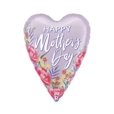 Mother’s Day Balloon – Satin Floral Heart – 26"
