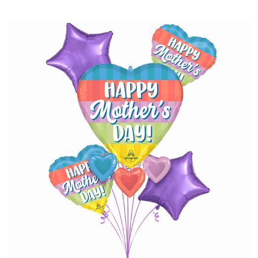 Happy Mother’s Day Color Block Bliss Balloon Bouquet, 5-Piece Set