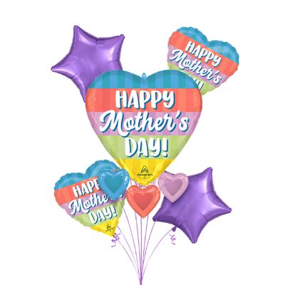 Mother’s Day Balloon Bouquet – Color Block Bliss – 5 Piece Set