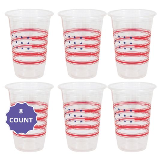 Peppy Patriotic 16 oz Plastic Party Cups, 8 Count