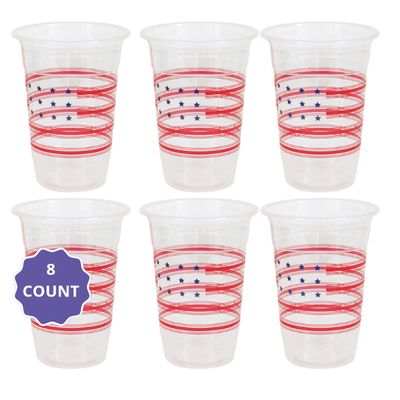 Peppy Patriotic 16 oz Plastic Party Cups, 8 Count