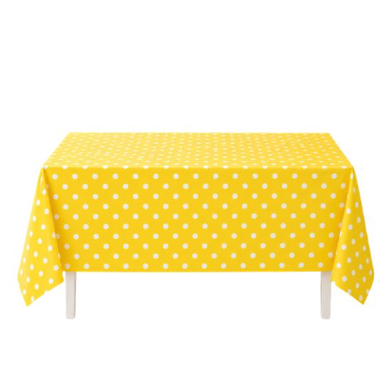 Polka Dot Plastic Table Cover, 54" x 108", Color: Yellow