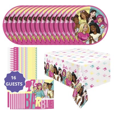 Barbie Birthday Party Tableware Kit for 16 Guests