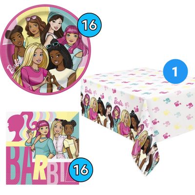 Barbie Birthday Party Tableware Kit for 16 Guests