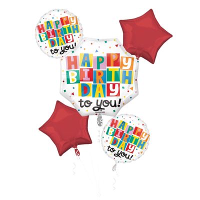 Happy Birthday to You Celebrate the Day Balloon Bouquet | 5 pc Foil Balloon Set