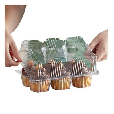 6-Cup High Dome Hinged Plastic Cupcake &amp; Muffin Container – 10ct