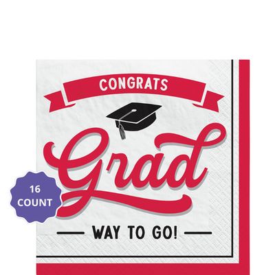 School Spirit Red Beverage Napkins, 16-Count