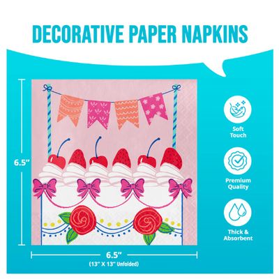 Floral Cake Lunch Napkins, 2-Ply, 16-Count