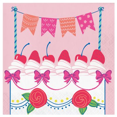 Floral Cake Lunch Napkins, 2-Ply, 16-Count