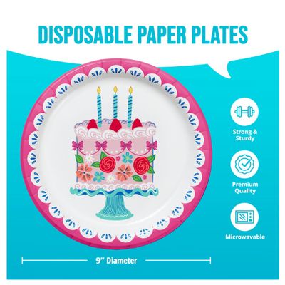 Floral Cake 9" Paper Dinner Plates, 8-Count