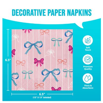 Bow Bash Lunch Napkins, 2-Ply, 16ct | Bow-Themed Party Supplies