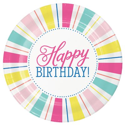Birthday Brights 9" Paper Dinner Plates, 8-Count