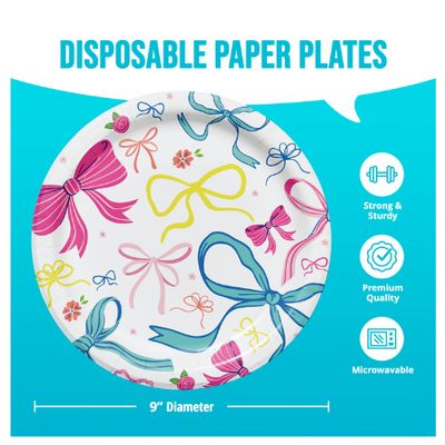 Bow Bash 9" Paper Dinner Plates, 8-Count