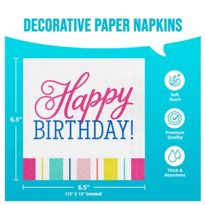 Birthday Brights Lunch Napkins, 2-Ply, 16-Count