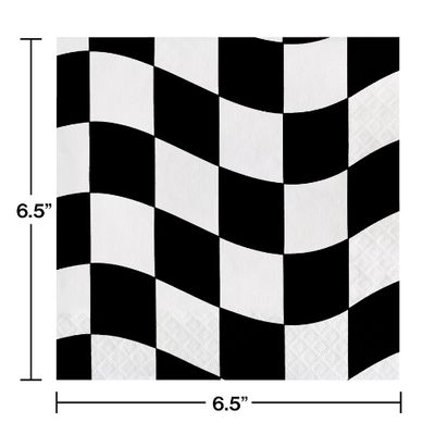 Black &amp; White Checkered Lunch Napkins, 2-Ply, 16-Count