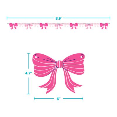 Bow Bash Ribbon Banner 8.9ft | Birthday Party Hanging Decoration