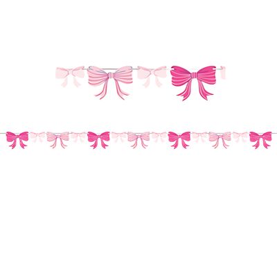 Bow Bash Ribbon Banner 8.9ft | Birthday Party Hanging Decoration