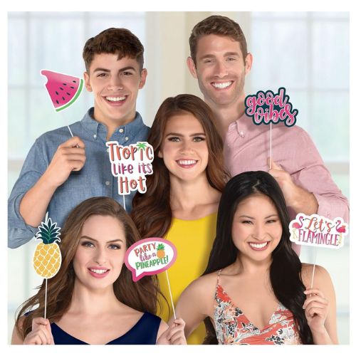 Aloha Photo Props Party Kit 13pc | Tropical Luau Photo Booth Props