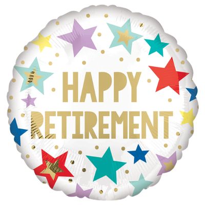 18" Retirement Stars White Foil Balloon – Retirement Party Balloon 18" Retirement Stars White Foil Balloon – Retirement Party Balloon