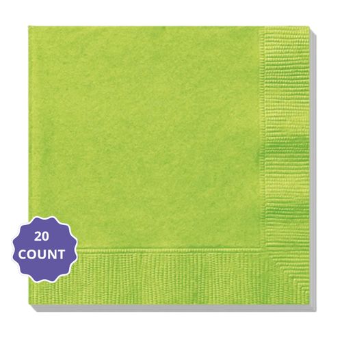 Lime Green Lunch Napkins 20ct | 2-Ply Paper Napkins 13" x 13"