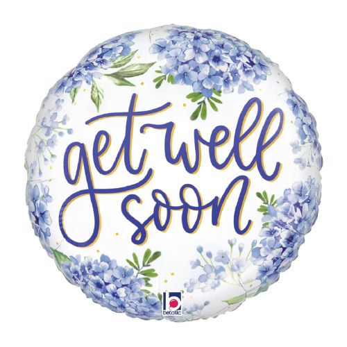 Get Well Soon Hydrangea Foil Balloon 18"
