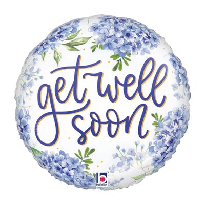 Get Well Soon Hydrangea Foil Balloon 18"