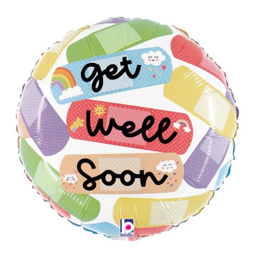 Cheerful Get Well Bandaids Foil Balloon 18"
