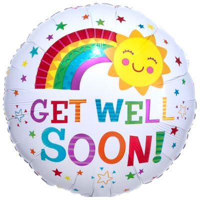 Get Well Soon Happy Sun Foil Balloon 18"