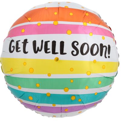 Get Well Soon Bold Stripes Foil Balloon 18"