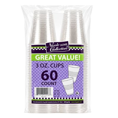3 oz Clear Plastic Cups 60ct | Disposable Transparent Party Cups