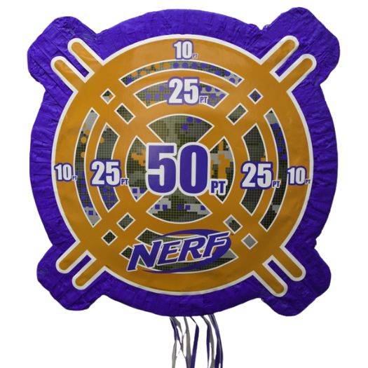 Nerf Shaped Drum Pull String Piñata 20" | Nerf Birthday Party Decoration